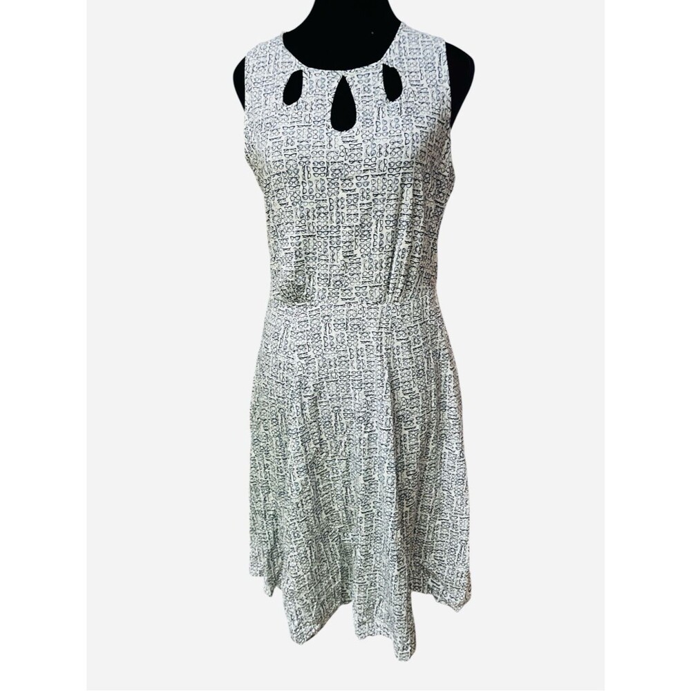 Saville Row Eyeglasses Print Fit & Flare Dress White Size 8